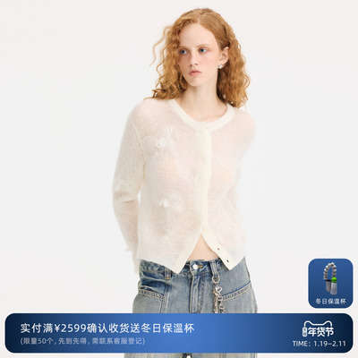 REVAN芮范设计师款轻盈蝴蝶结绣花毛衫RL10106250