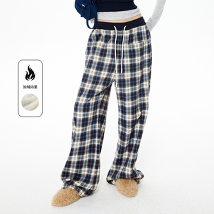 baby同款 抽绳格纹阔腿裤 REVAN芮范2025冬季 季 RL91302080 新品