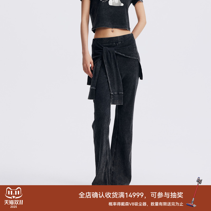 REVAN芮范2025秋季新品设计师款一片式围裹炒盐微喇裤RL71301164