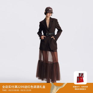 REVAN芮范设计师款 连衣裙RL71101479 质感咖色西装