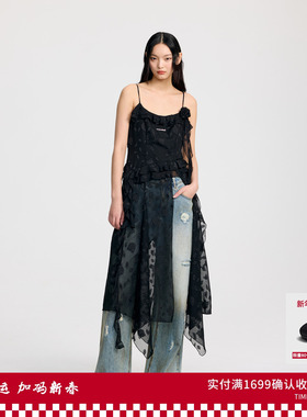 REVAN芮范设计师款玫瑰雪纺吊带长单衣RL31101236