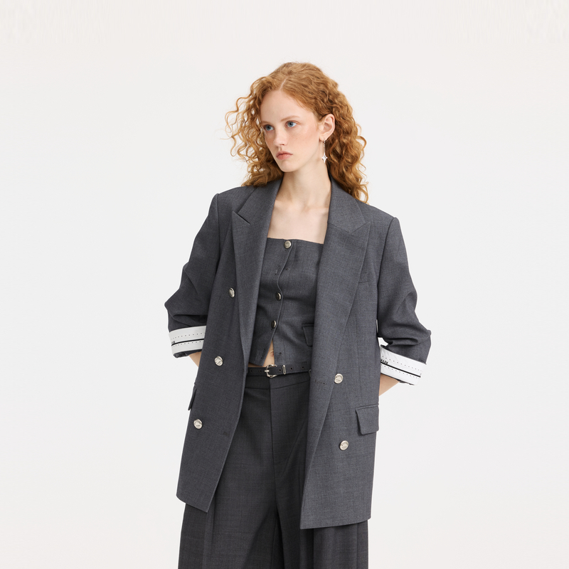 REVAN芮范设计师款娘man风蕾丝拼接西装RL10101207