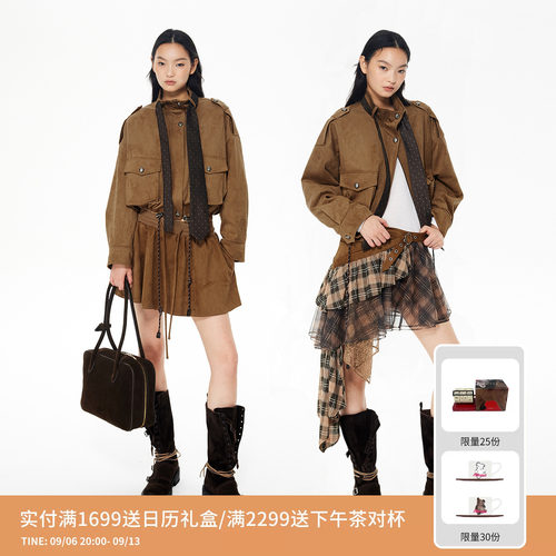 【曾可妮同款】REVAN芮范琥珀流光风波点领带夹克棉服RL92701021