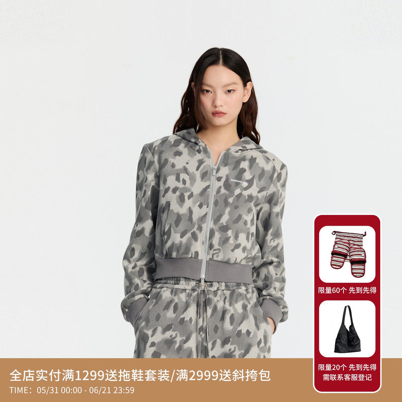REVAN芮范设计师款时髦豹纹印花卫衣外套RM90105061