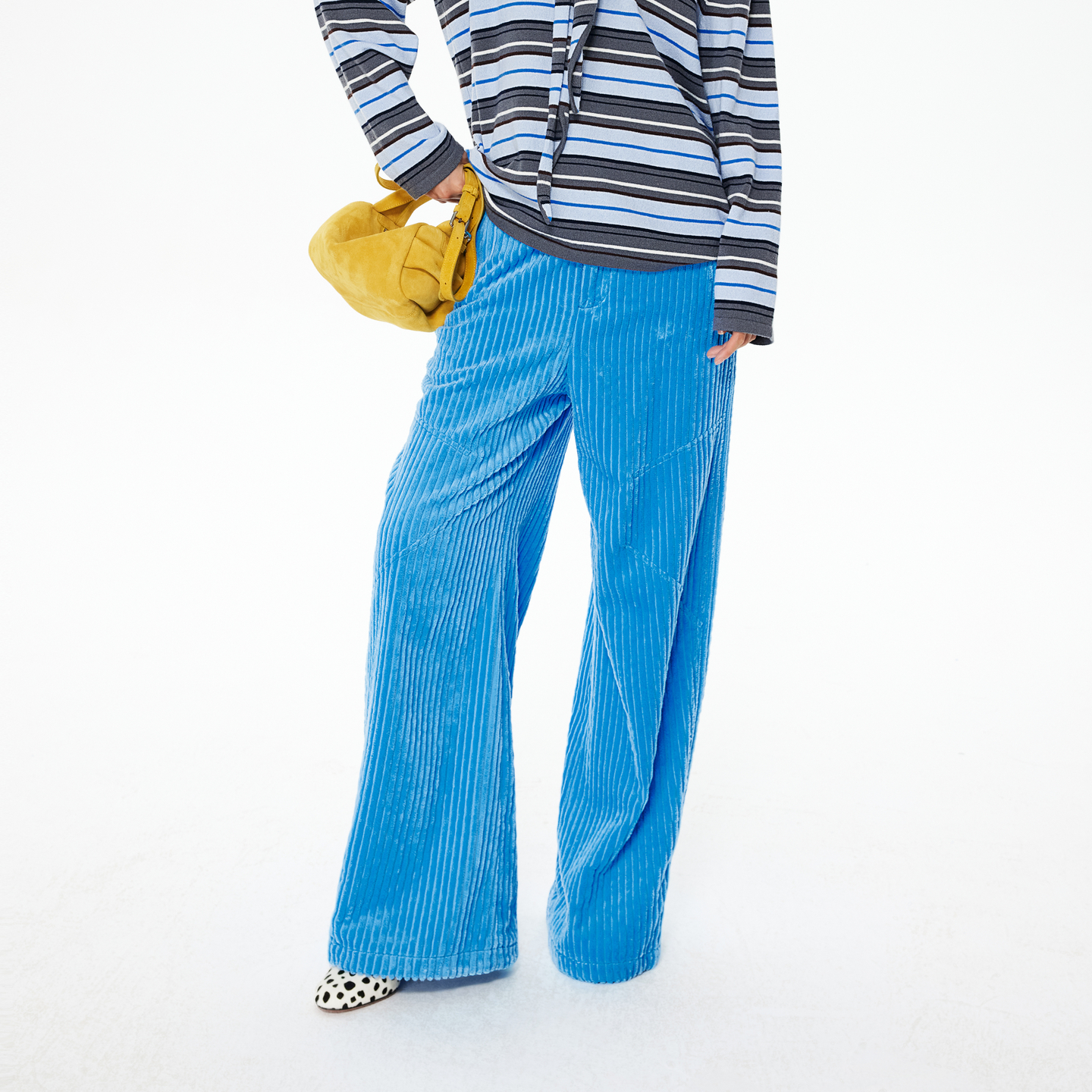 REVAN芮范2025冬季新品设计师款马里布蓝灯芯绒长裤RL91301532