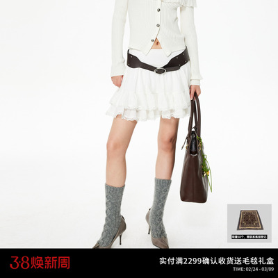 REVAN芮范设计师款波嬉风宽窄腰带短裙RL91501357