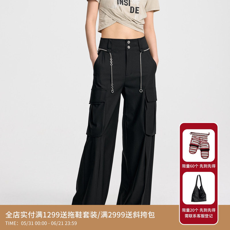 REVAN芮范设计师款质感褶皱降落伞工装裤RL31301121