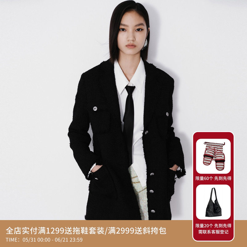 REVAN芮范设计师款狩猎风粗花呢连衣裙RM71101155