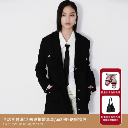 REVAN芮范设计师款狩猎风粗花呢连衣裙RM71101155