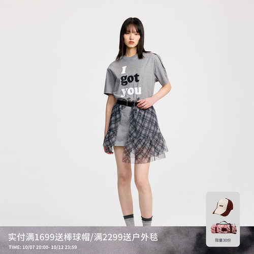 REVAN芮范设计师款灵动感格纹纱裙连衣裙RL31101256