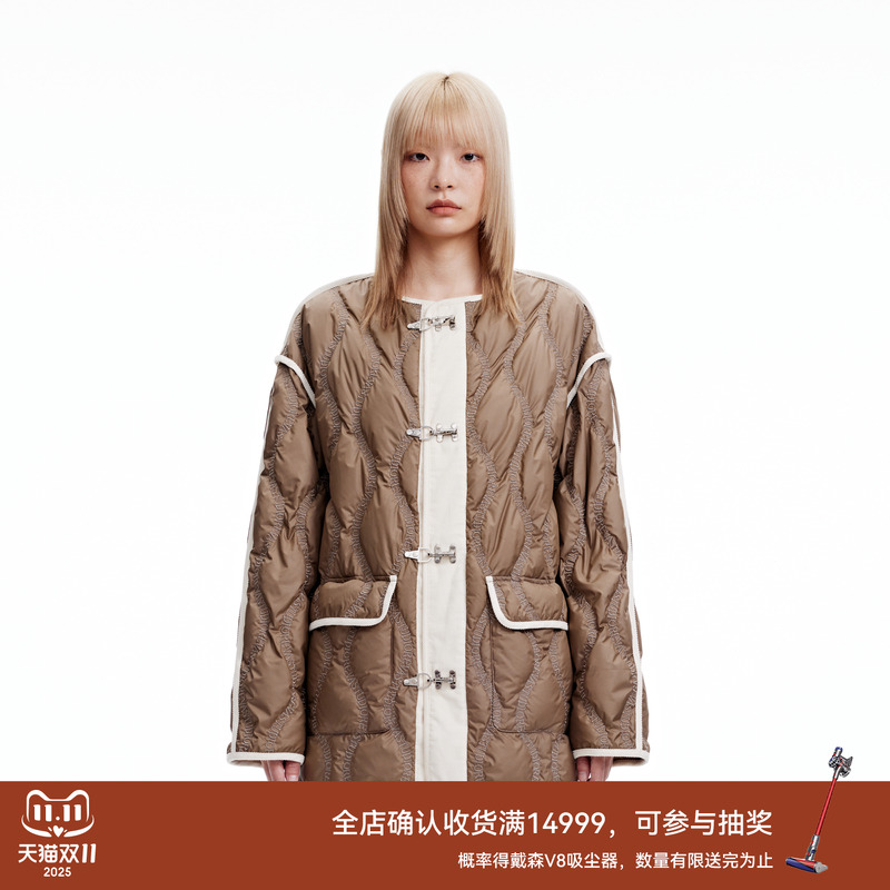 revan绗缝薄款羽绒服复古风