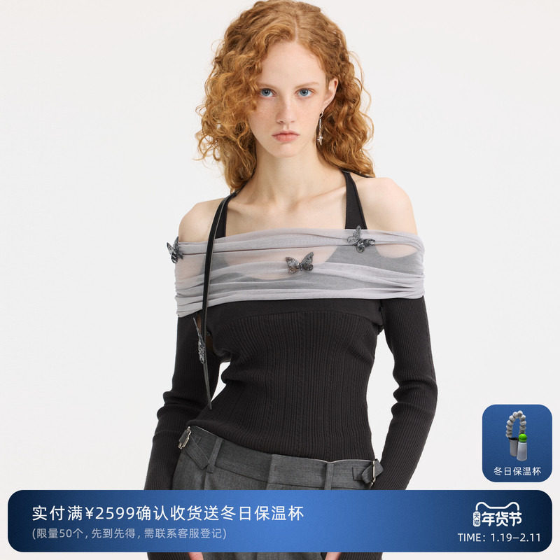 REVAN芮范设计师款优雅挂脖蝴蝶珠片毛衫RL10601179,女装/女士精品,毛衣,淘宝优惠券,粉丝福利购,淘宝优惠卷