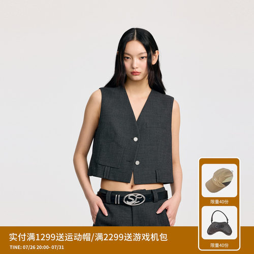 REVAN芮范设计师款飒爽气质小V领西装马甲RL30701220