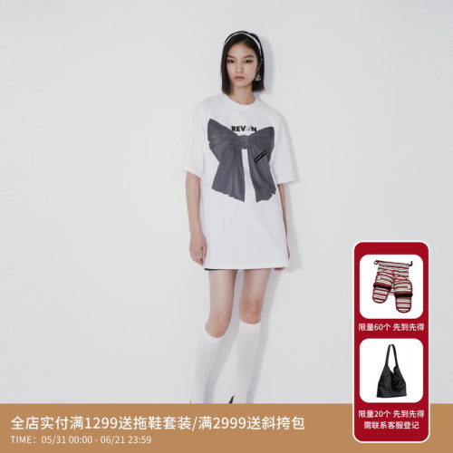 REVAN芮范设计师款浪漫蝴蝶结印花连衣裙RM71101133