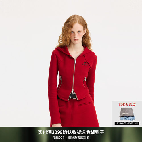 【节日限定】REVAN芮范红色连帽卫衣外套RL10105174