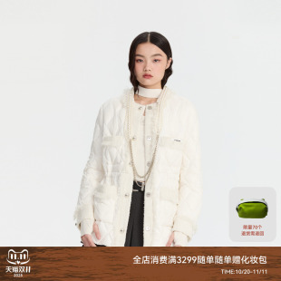 REVAN芮范新品 摩登白色小香风羽绒服RM90502227 设计师款