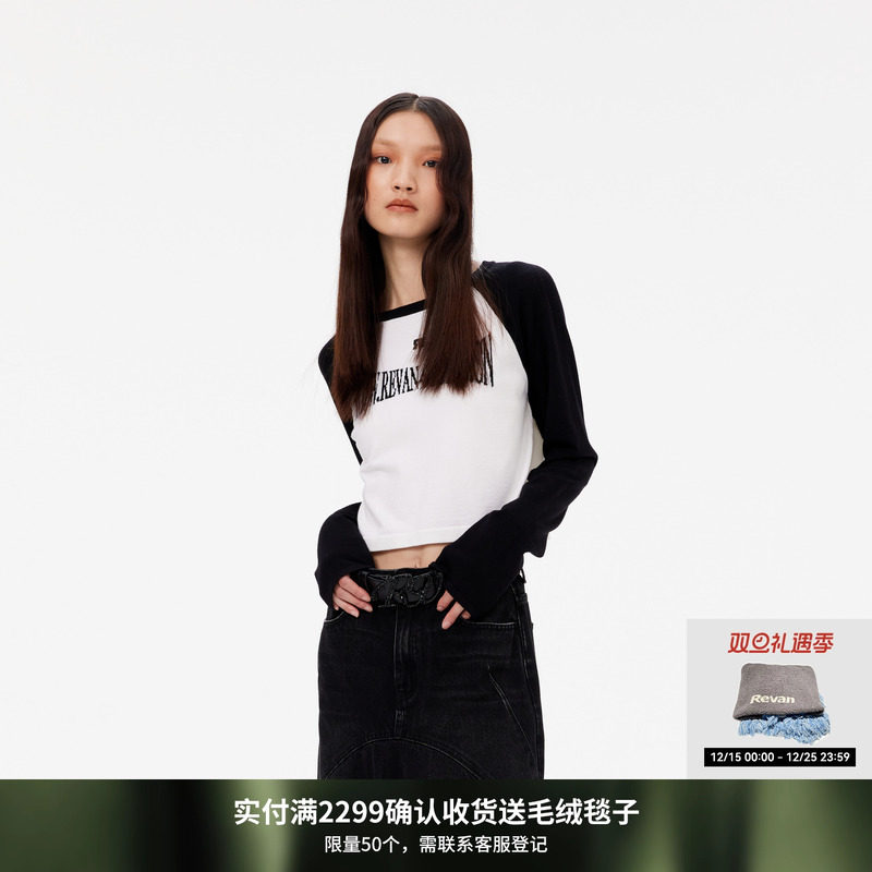 REVAN芮范设计师款甜酷风撞色卫衣针织衫RM10601186