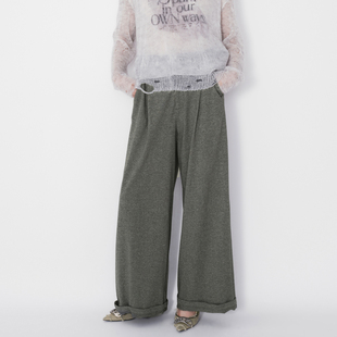 REVAN芮范设计师款 RM71301099 质感深灰针织阔腿裤