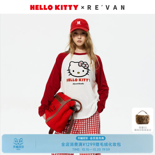 【马上红系列】REVAN芮范HelloKitty撞色插肩长袖T恤RK11001485