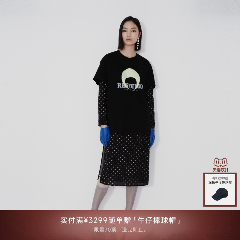 REVAN芮范新品设计师款玩趣真两件叠搭连衣裙RM71101138