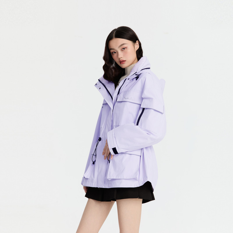 REVAN芮范设计师款运动风紫色中长羽绒服RM90502231