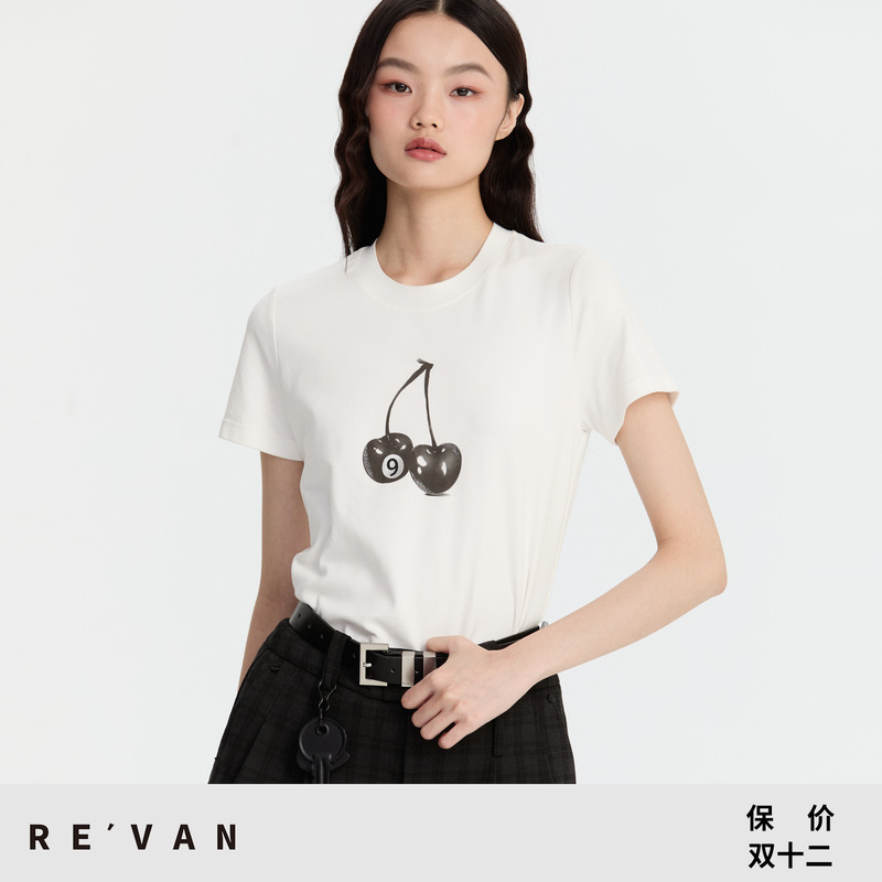 REVAN芮范设计师款俏皮樱桃数码印花T恤RM91001261