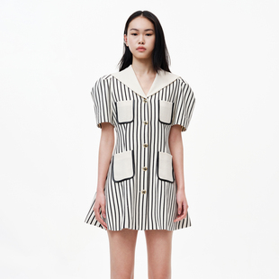 REVAN芮范陈妍希明星同款 质感条纹连衣裙RN31101194