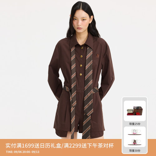 REVAN芮范设计师款现代感领带棕咖连体裤RL11308054