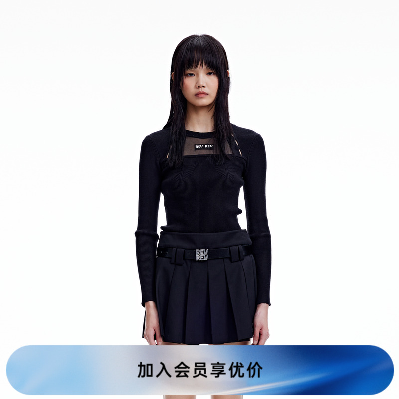 REVAN芮范2023冬季新品设计师款甜酷辣妹风紧身毛衫