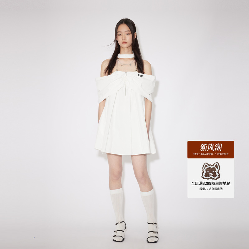 revan芮范设计师挂脖连衣裙