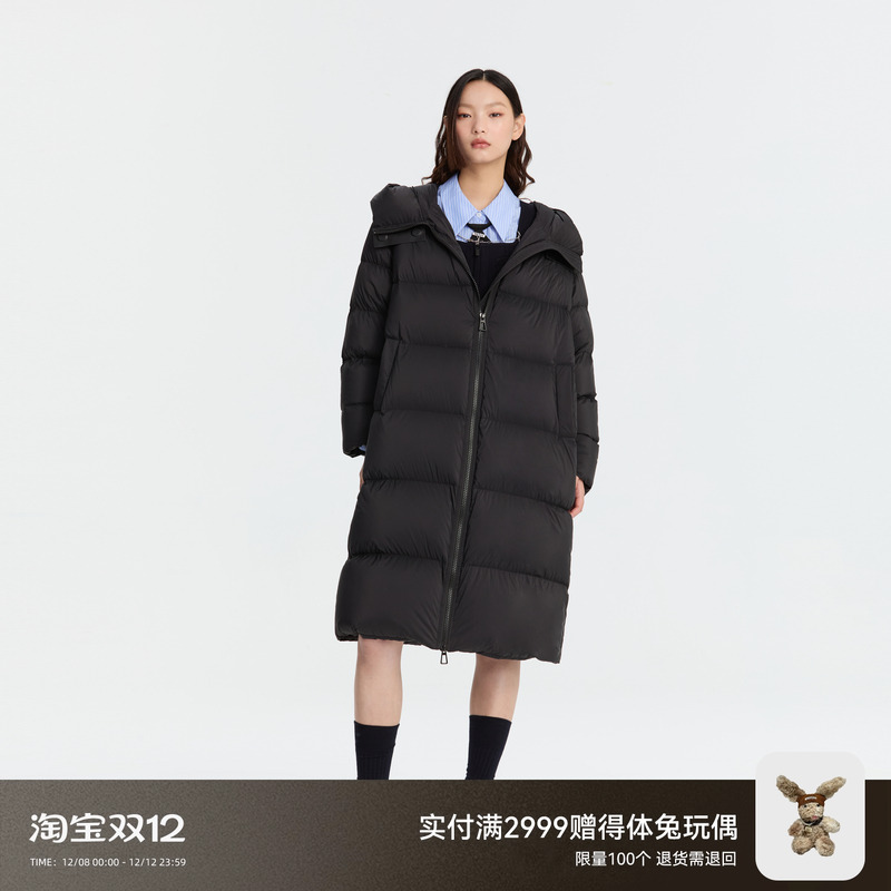 REVAN芮范设计师款质感连帽长款羽绒服RM90503234