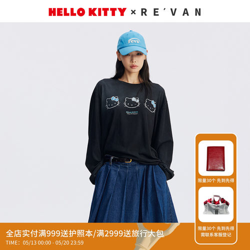 REVAN芮范HelloKitty斑驳感格子蝴蝶结T恤RL71001004