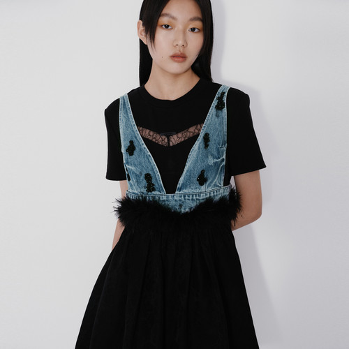 【杨超越同款】REVAN芮范撞色拼接连衣裙RM71101149