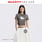 REVAN芮范HelloKitty酷感格纹蝴蝶结T恤RL71001003