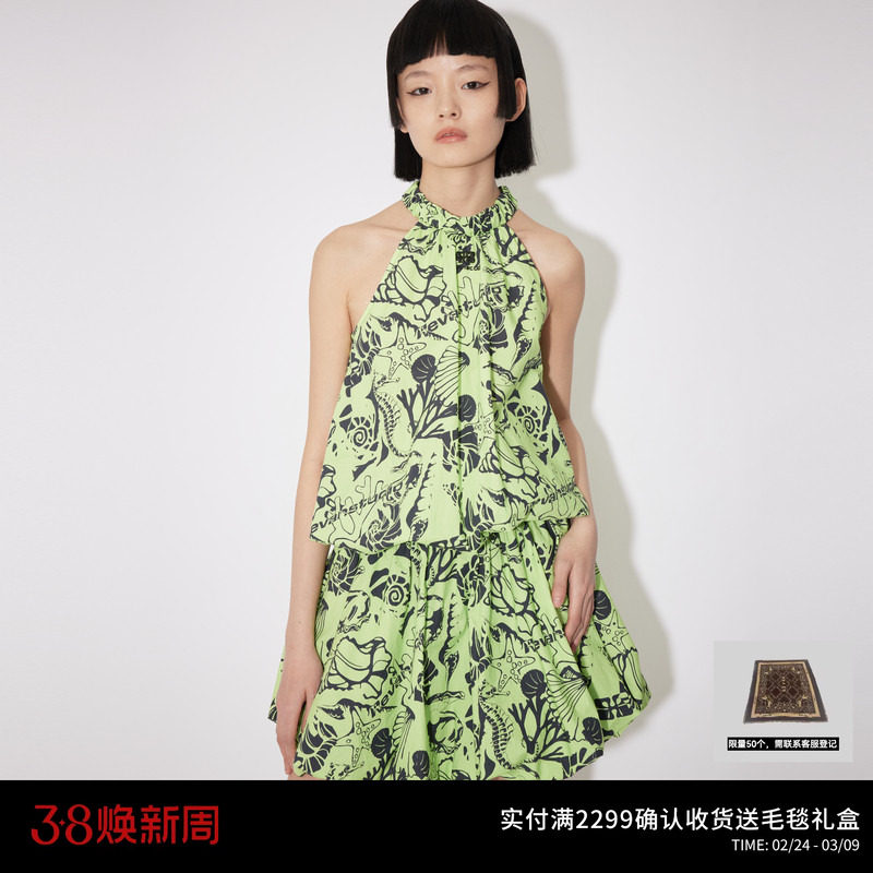 REVAN芮范设计师款度假风挂脖抽褶连衣裙RM31101208 - REVAN旗舰店出品