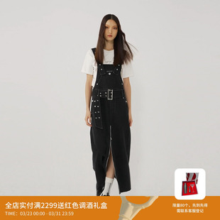 REVAN芮范设计师款 辣妹宽腰带牛仔背带裙RM11508212