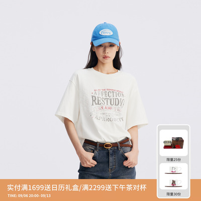 REVAN芮范设计师款做旧质感字母印花T恤RL71001162