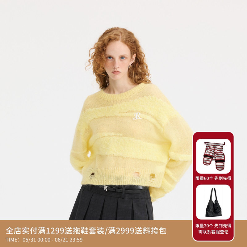 REVAN芮范设计师款时髦感鹅黄色毛衫RL10601128