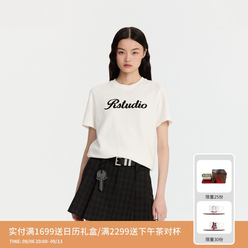 REVAN芮范设计师款休闲百搭满身珍珠烫T恤RM91001073图片