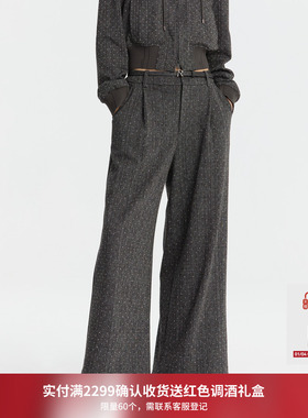 REVAN芮范设计师款质感灰色满钻休闲长裤RM91301121