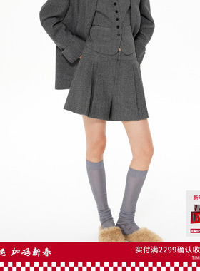 REVAN芮范设计师款复古满钻A字压褶短裤RL91306465