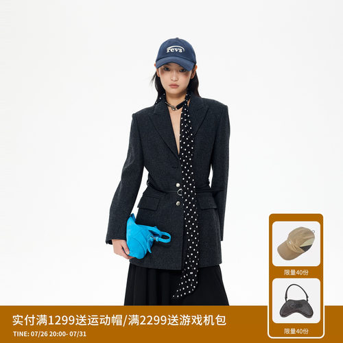 REVAN芮范设计师款波点丝巾毛呢连衣裙RL91101131