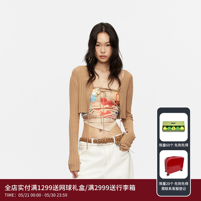 【孙怡同款】REVAN芮范HelloKitty复古挂脖系绳短单衣RK30801097