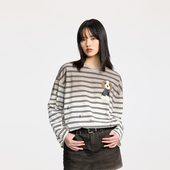 REVAN芮范设计师款 喷脏泼墨条纹长袖 T恤RL31001033