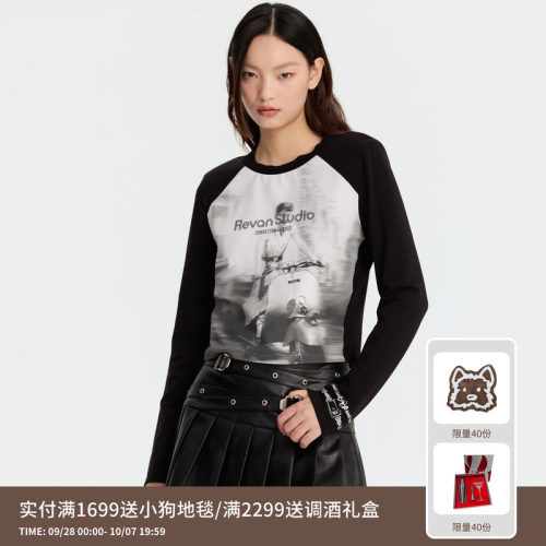 REVAN芮范设计师款趣味闪粉印手表长袖T恤RM91001087