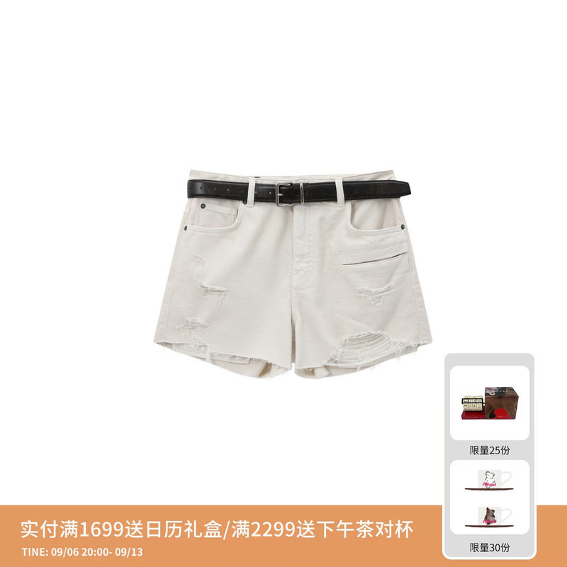 REVAN芮范设计师款质感珠片刺绣牛仔短裤RL31307159图片