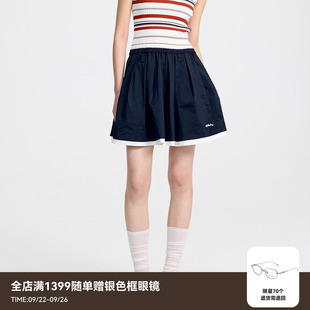 REVAN芮范2025夏季 高智感學院撞色短裙RL31501339 劉些寧同款