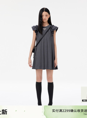 REVAN芮范设计师款甜美小飞袖百褶连衣裙RM11101139