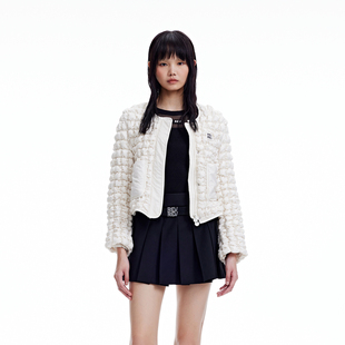 REVAN芮范设计师款 高级感米白色抽褶外套RN90103277