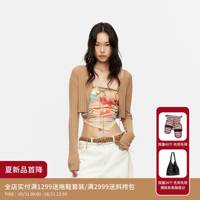 【孙怡同款】REVAN芮范HelloKitty复古挂脖系绳短单衣RK30801097